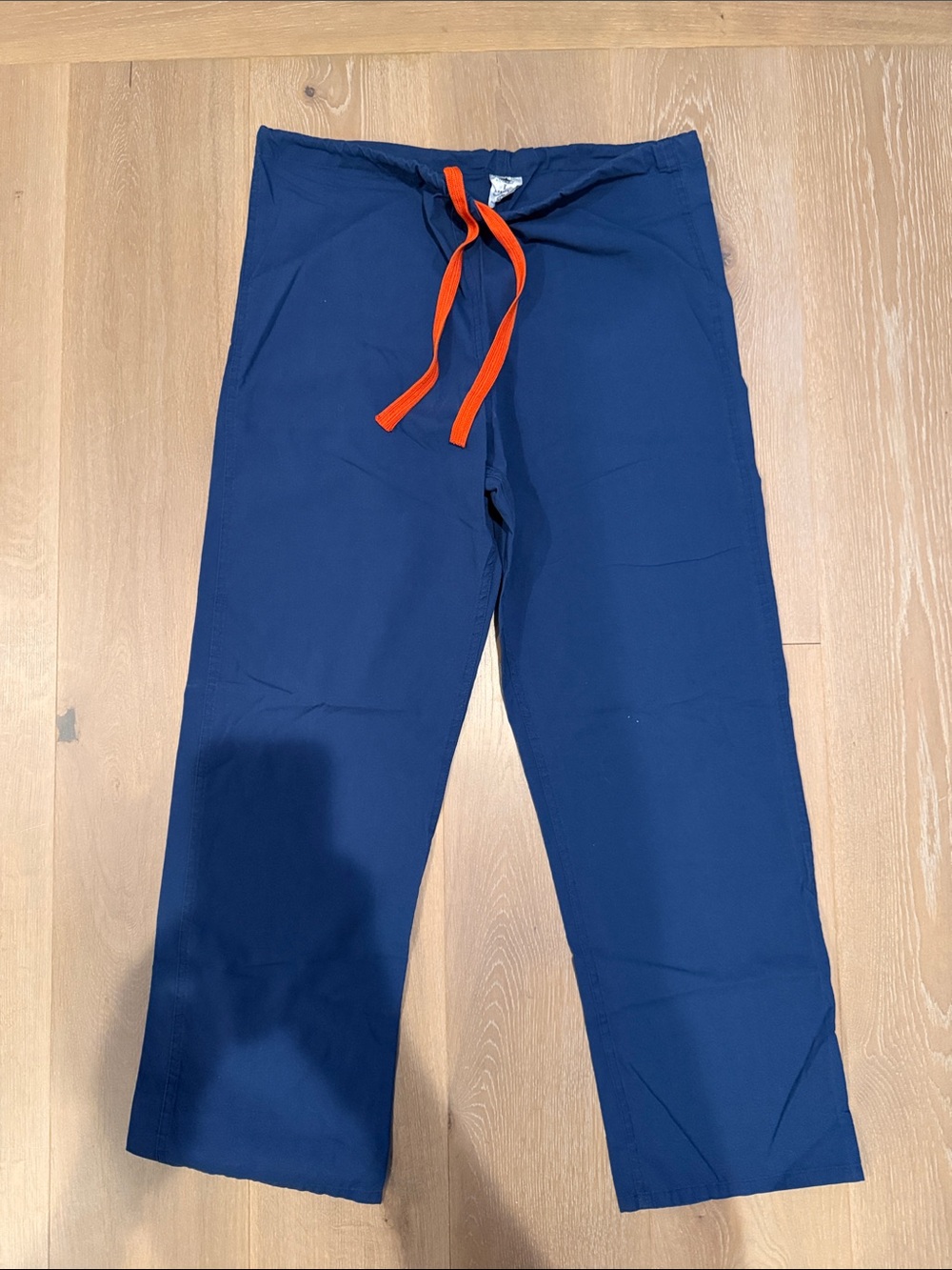 Men's Navy scrubs SMALL with Orange Drawcord